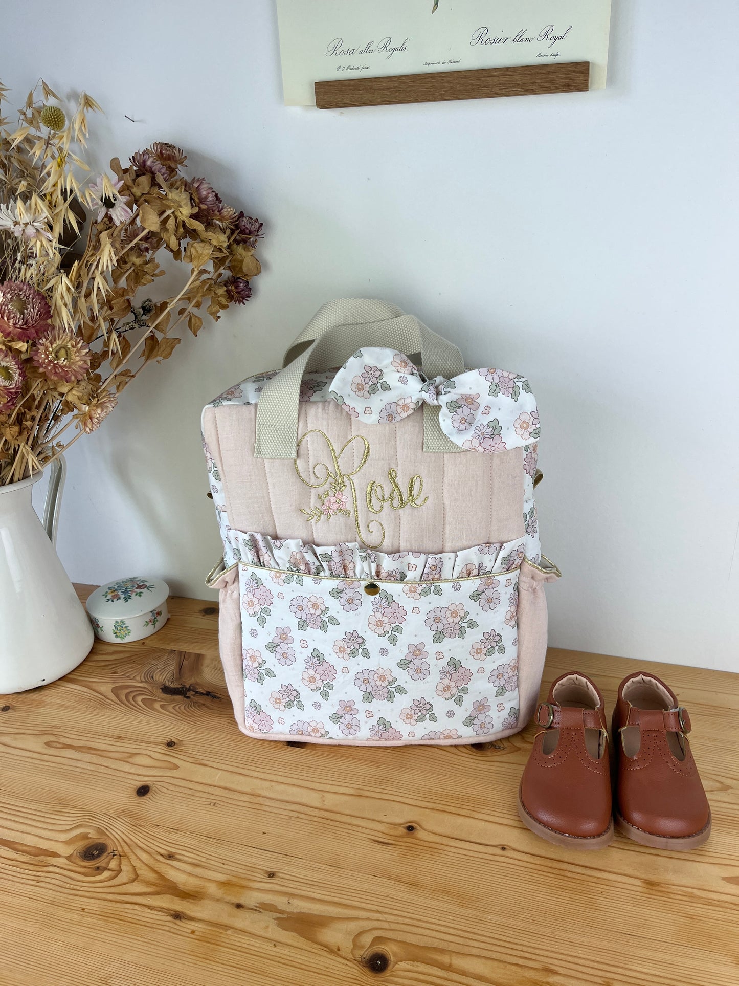 Le sac à dos enfant Ombeline gaze blush et salarina