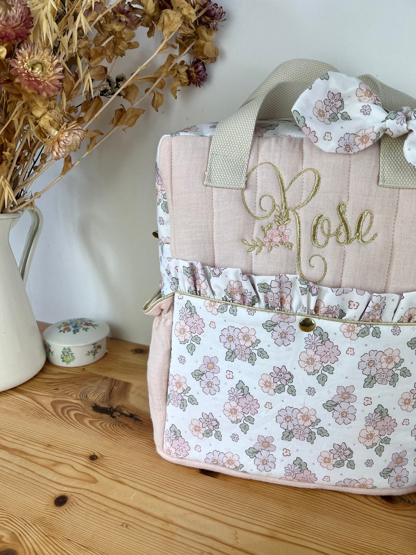 Le sac à dos enfant Ombeline gaze blush et salarina