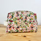 Trousse de toilette garden party prune et double gaze coeur rouges