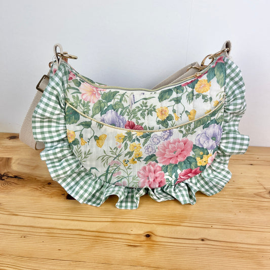 Milan le sac croissant motifs roses et vichy