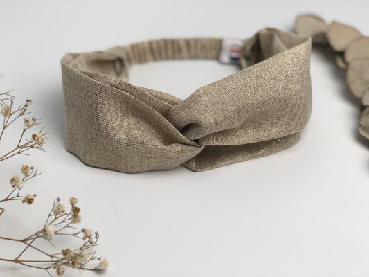 Headband croisé pailleté doré
