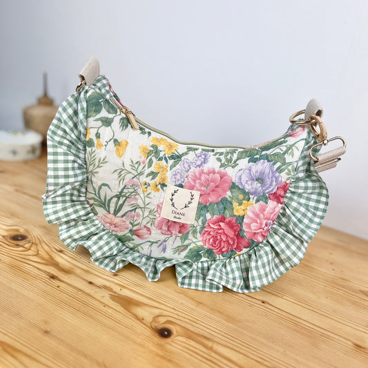 Milan le sac croissant motifs roses et vichy