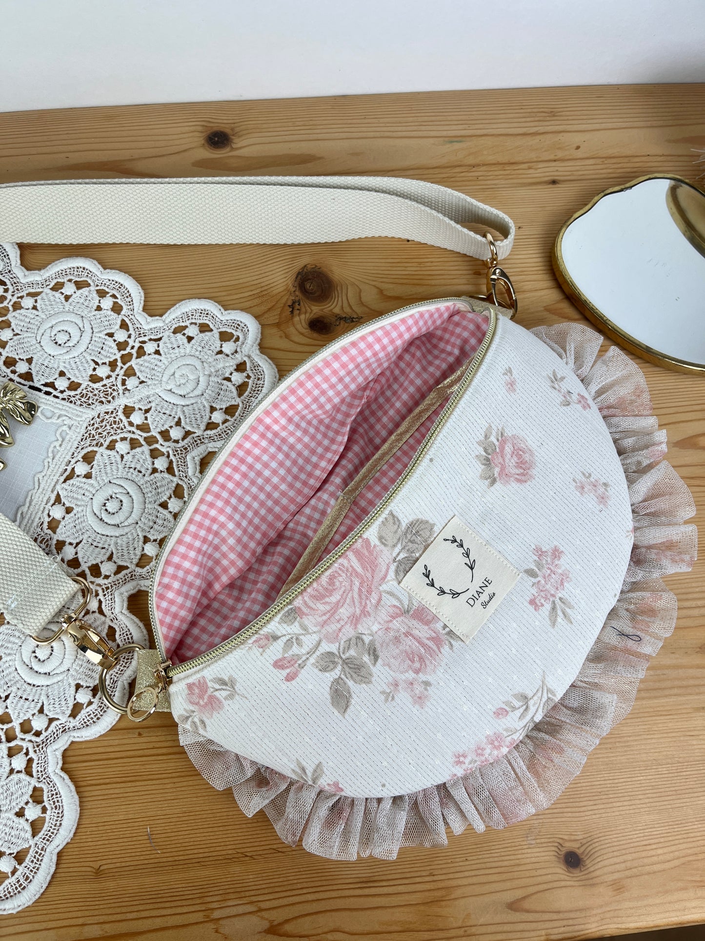 Le sac banane jacquard rose