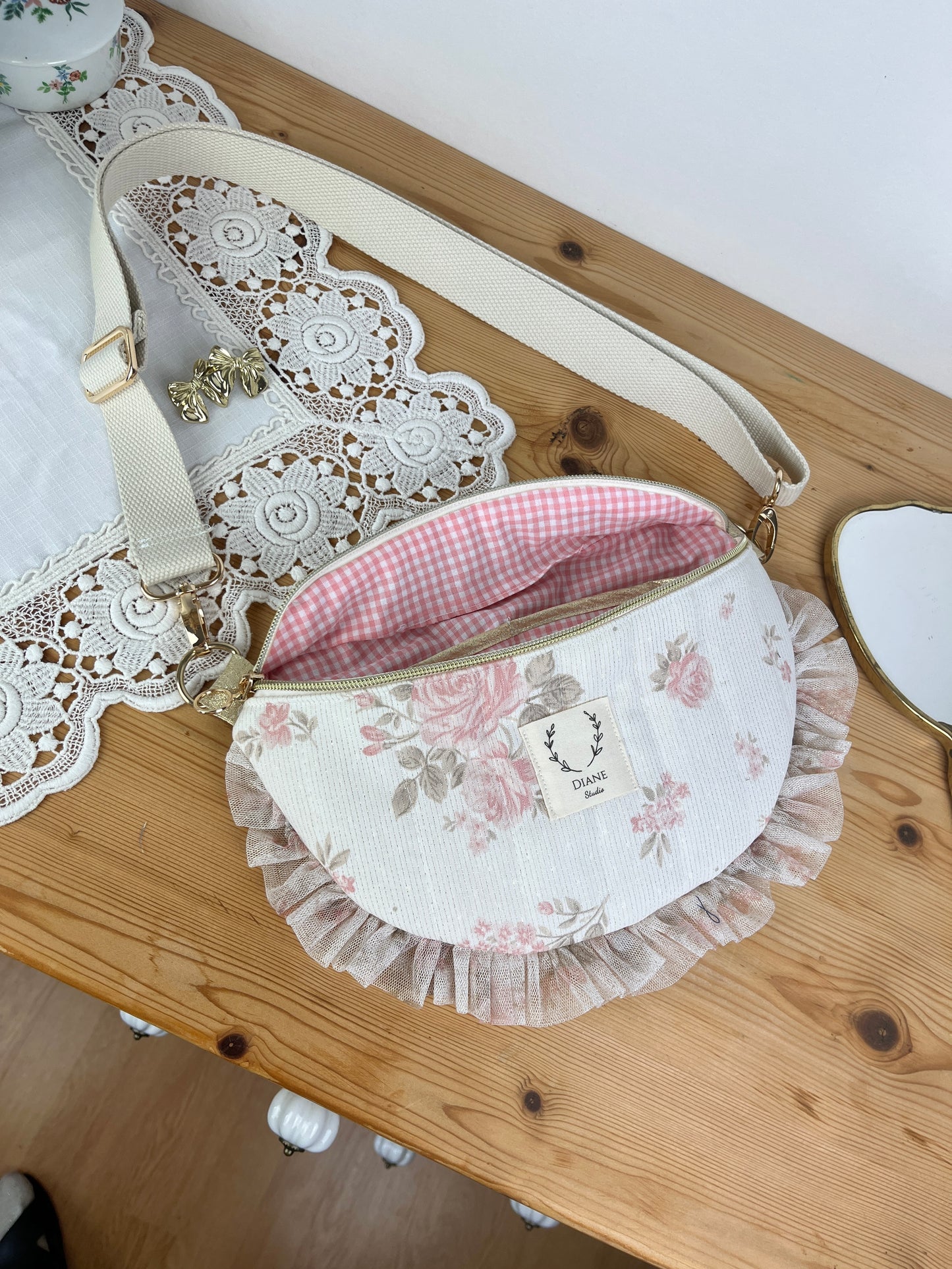 Le sac banane jacquard rose