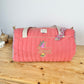 Louison le sac polochon enfant matelassé Liberty emma hibiscus et double gaze corail doré