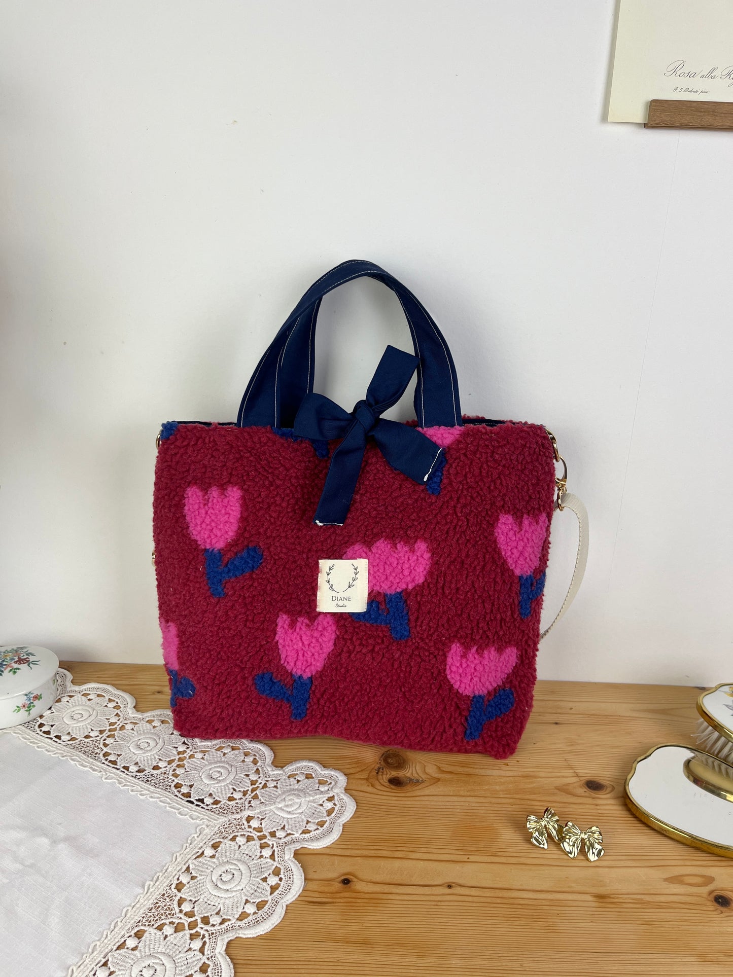 Sac Félicie sherpa tulipe roses
