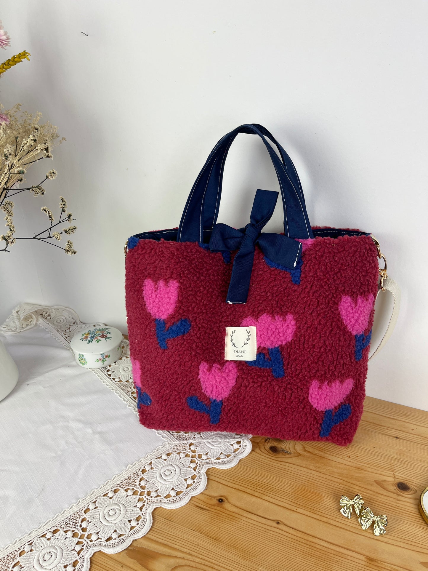 Sac Félicie sherpa tulipe roses