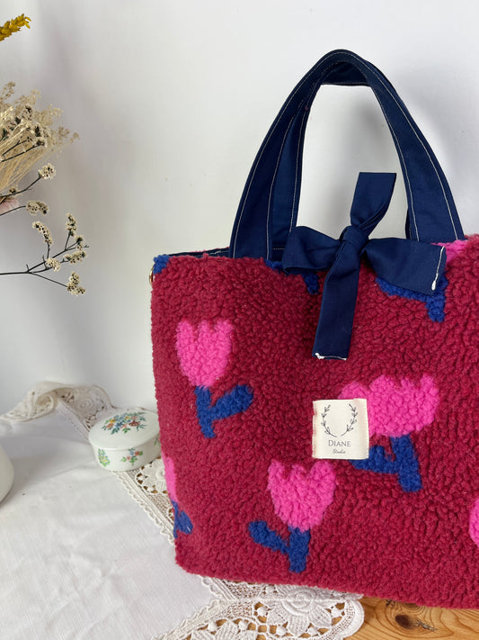 Sac Félicie sherpa tulipe roses