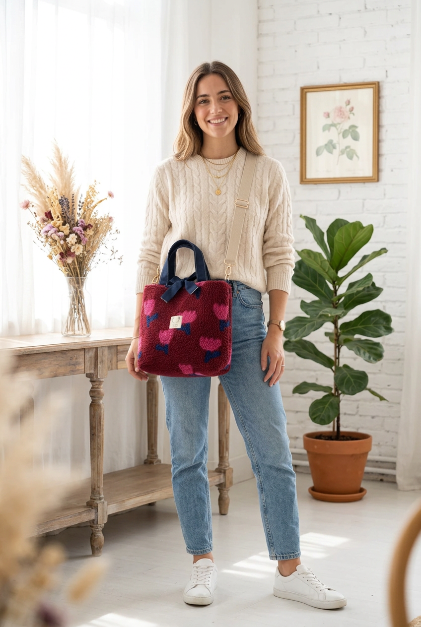 Sac Félicie sherpa tulipe roses