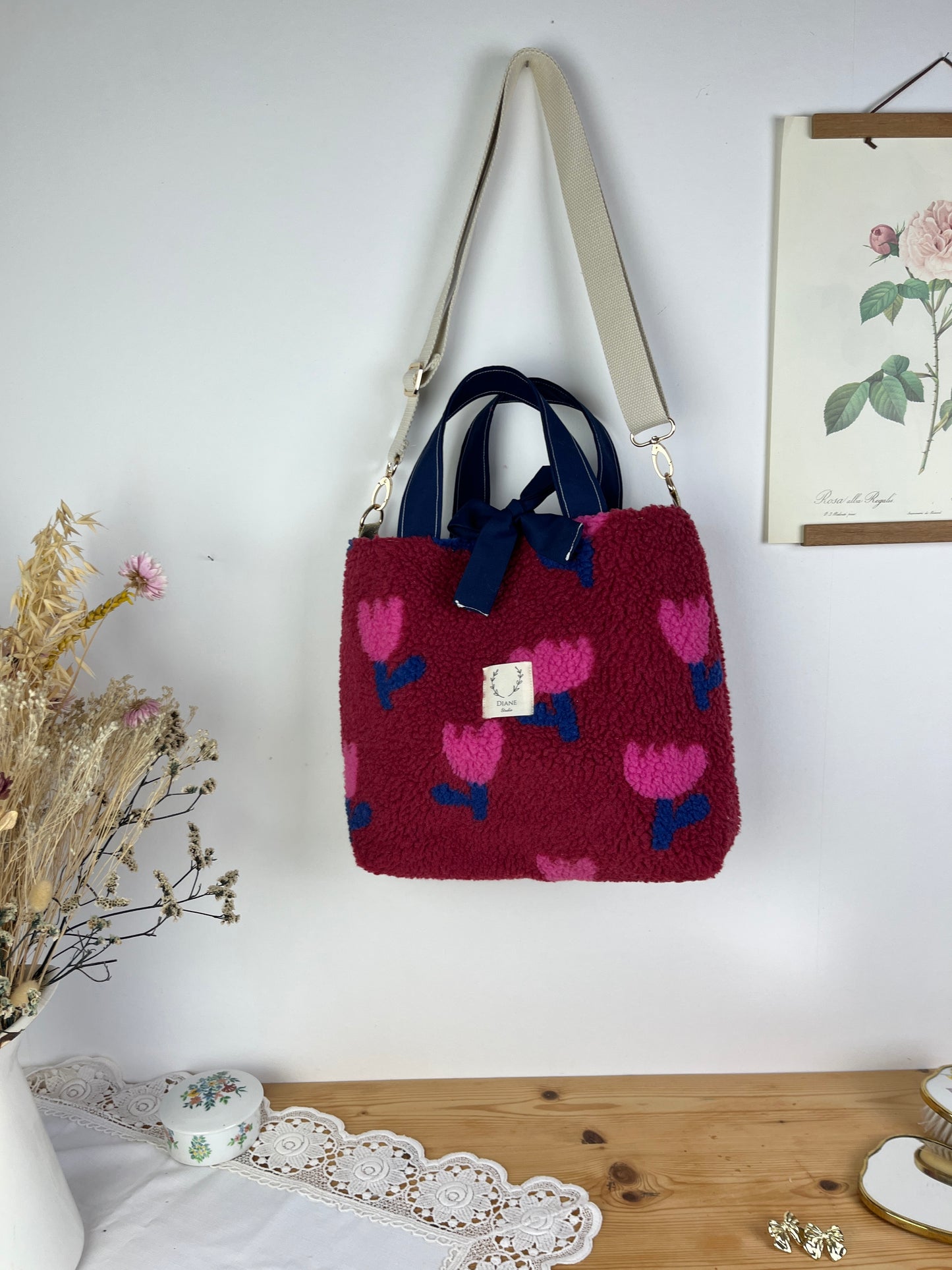 Sac Félicie sherpa tulipe roses