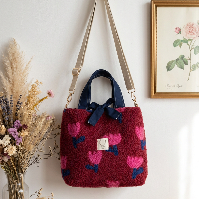 Sac Félicie sherpa tulipe roses