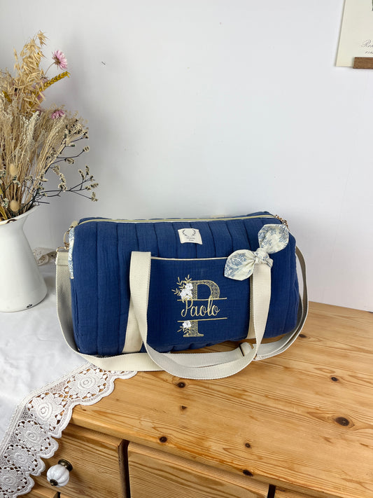 Sac Louison gaze indigo et jouy bleu