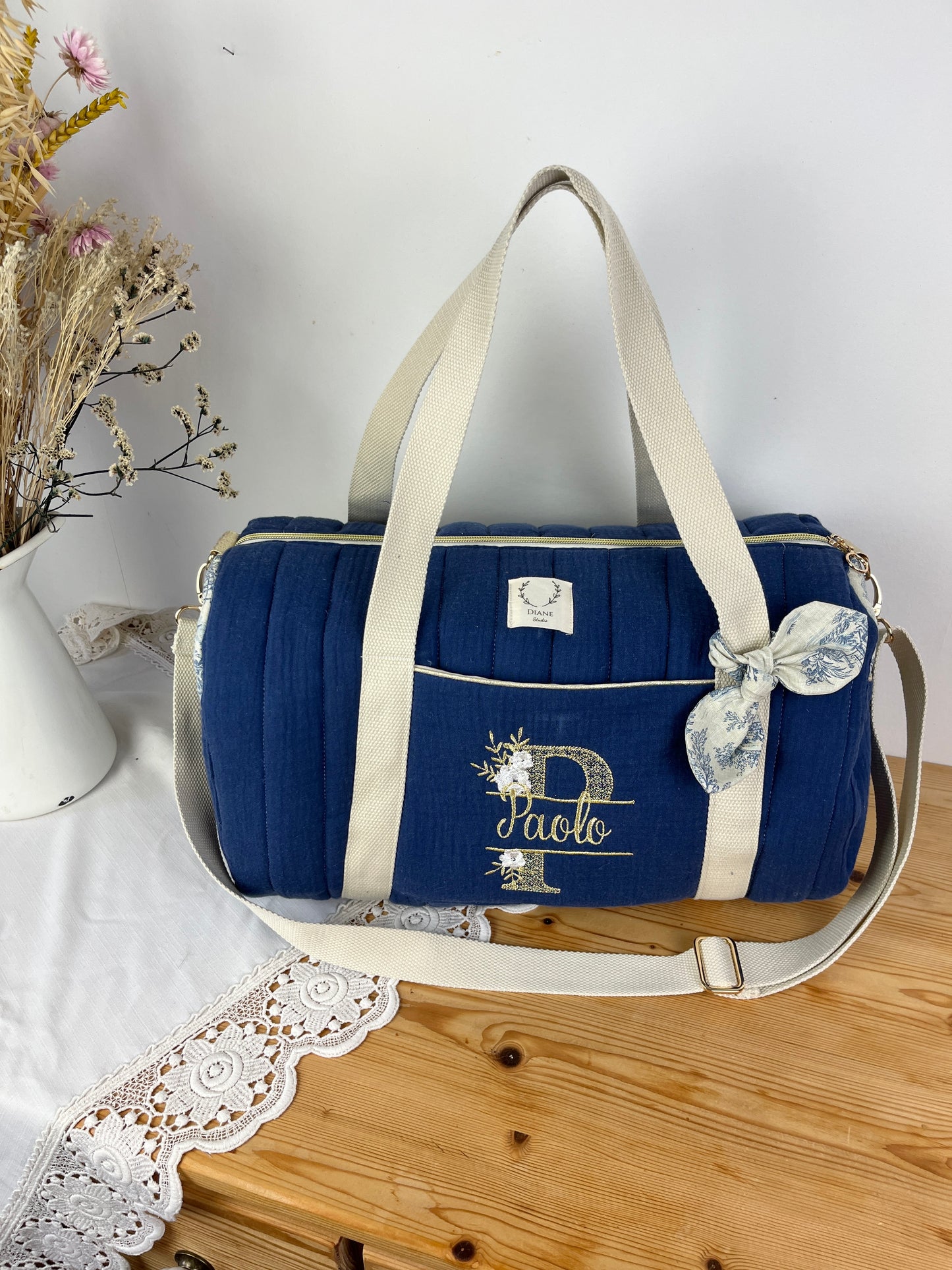 Sac Louison gaze indigo et jouy bleu
