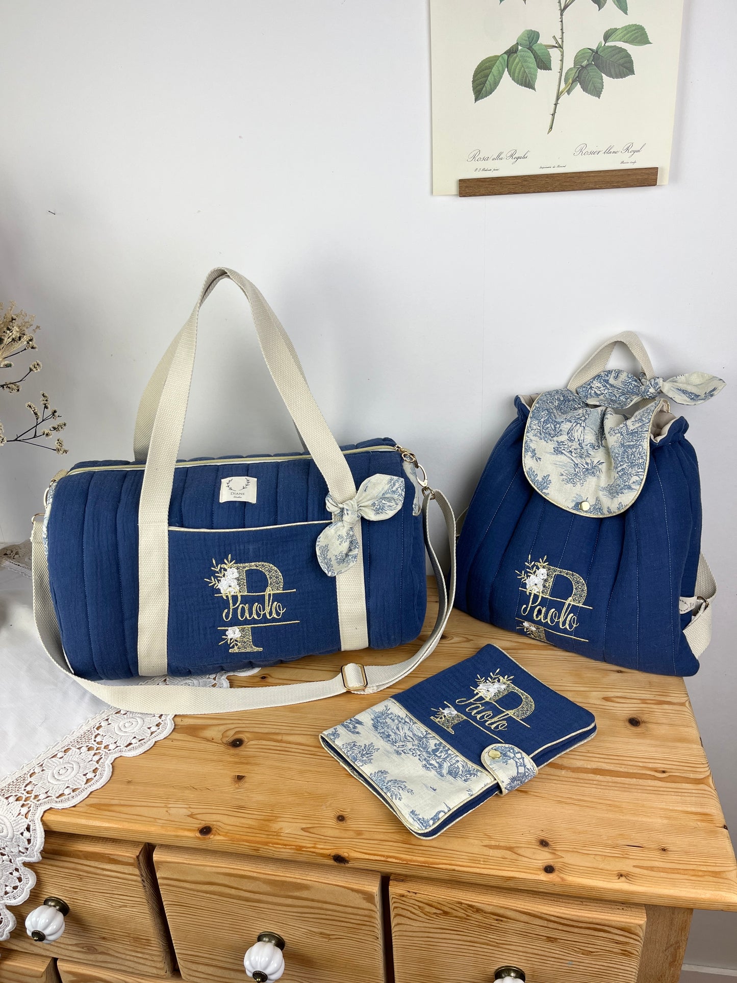 Ensemble : sac Louison sac à dos et protège carnet  personnalisables