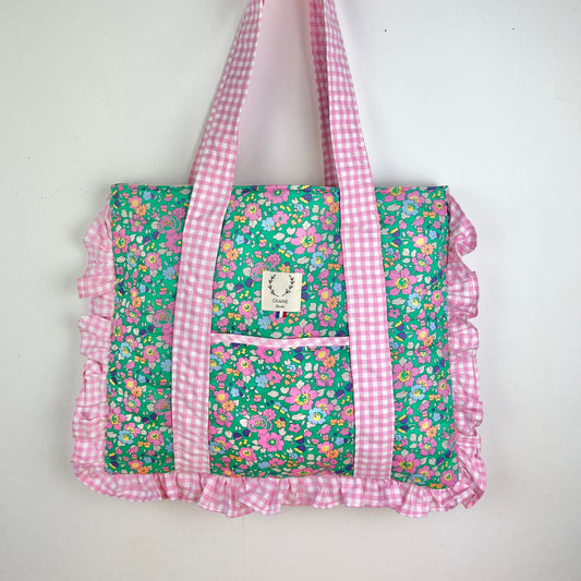Le grand tote bag betsy granny smith et vichy rose