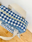 Le sac à dos enfant Ombeline personnalisé vichy marine et Liberty théo