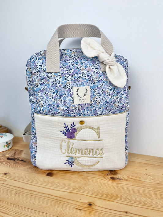 Le sac à dos enfant Ombeline initiale dentelle et prénom