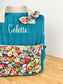Le sac à dos enfant Ombeline personnalisé double gaze paon et Liberty thorpe tutti frutti
