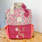 Le sac à dos enfant Ombeline personnalisé double gaze framboise et liberty wiltshire pois de senteur