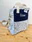 Le sac à dos enfant Ombeline  double gaze marine et liberty Adelajda bleu