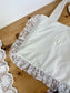 Le petit tote bag velours vanille et tulle fleuri