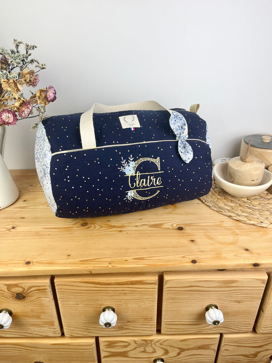 Louison le sac polochon brodé en Liberty of London