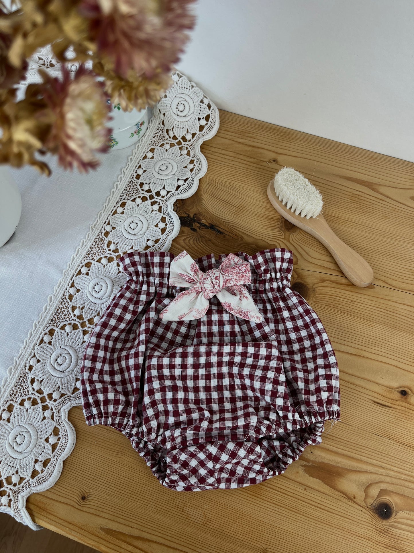 Le bloomer vichy et toile de jouy cerise