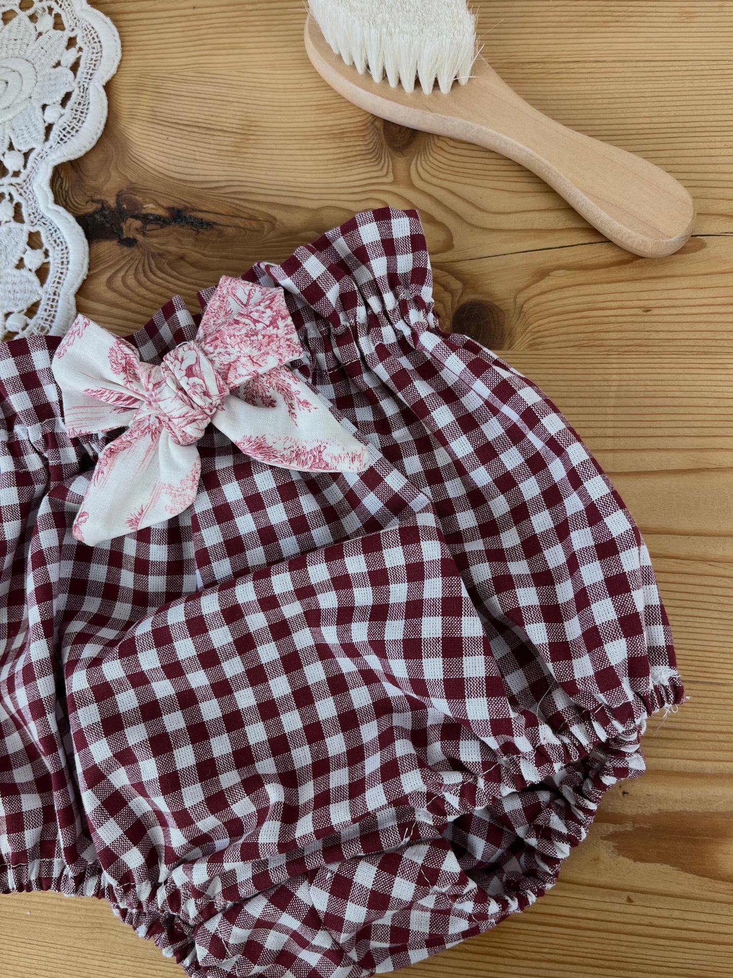 Le bloomer vichy et toile de jouy cerise