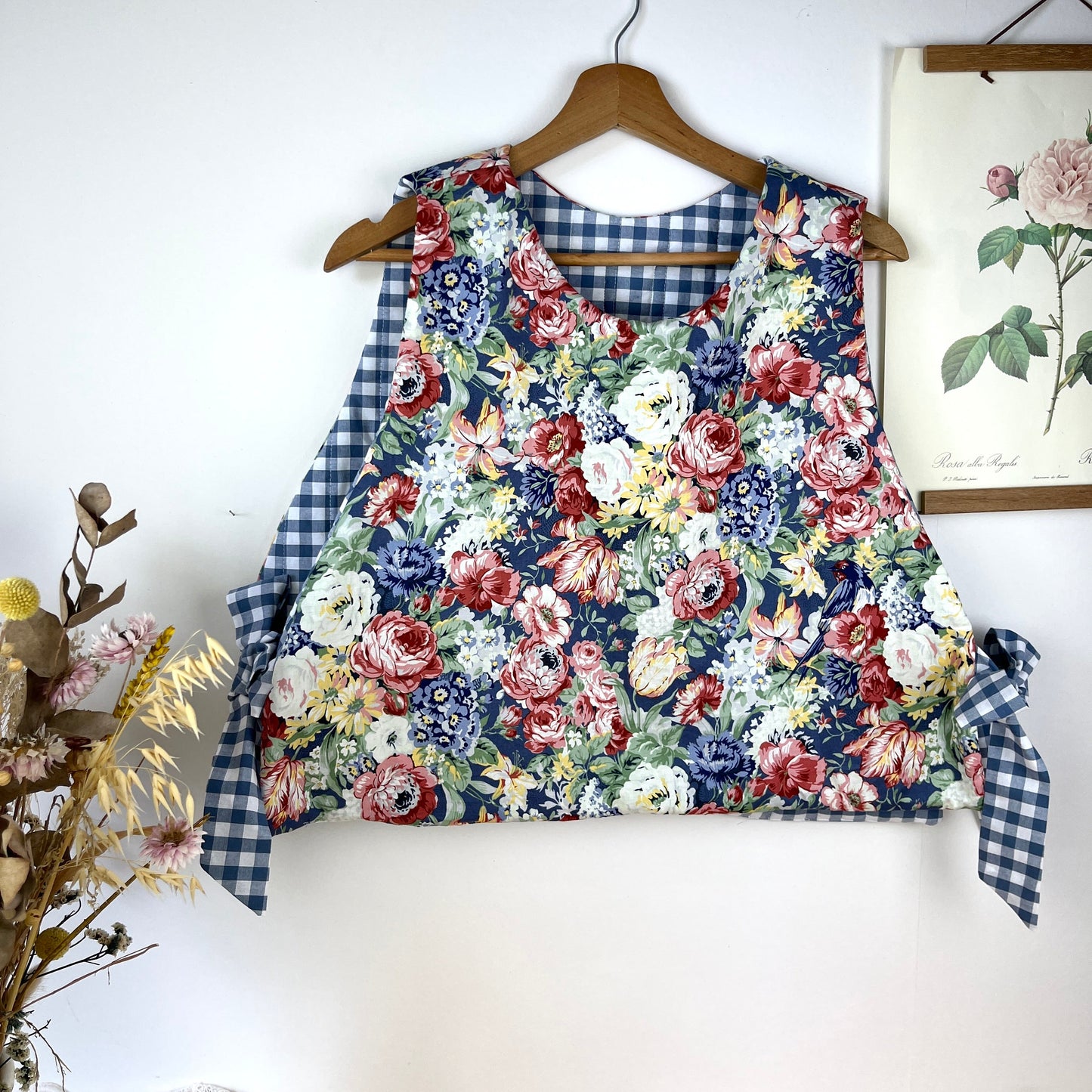 Le pull Joséphine roses et vichy bleu- édition limitée sur commande