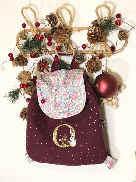 Le sac à dos enfant personnalisé Églantine broderie Peter rabbit