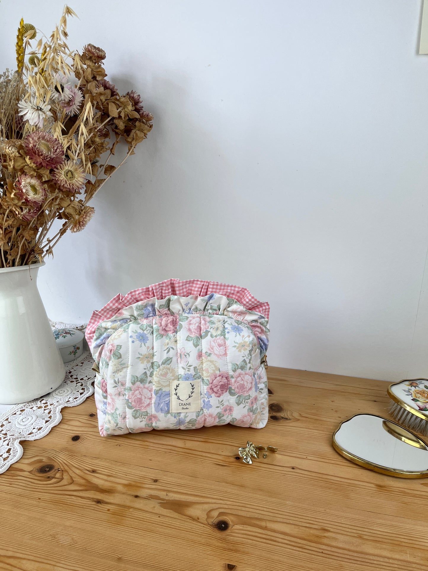 Colette double volant vichy et aude rose