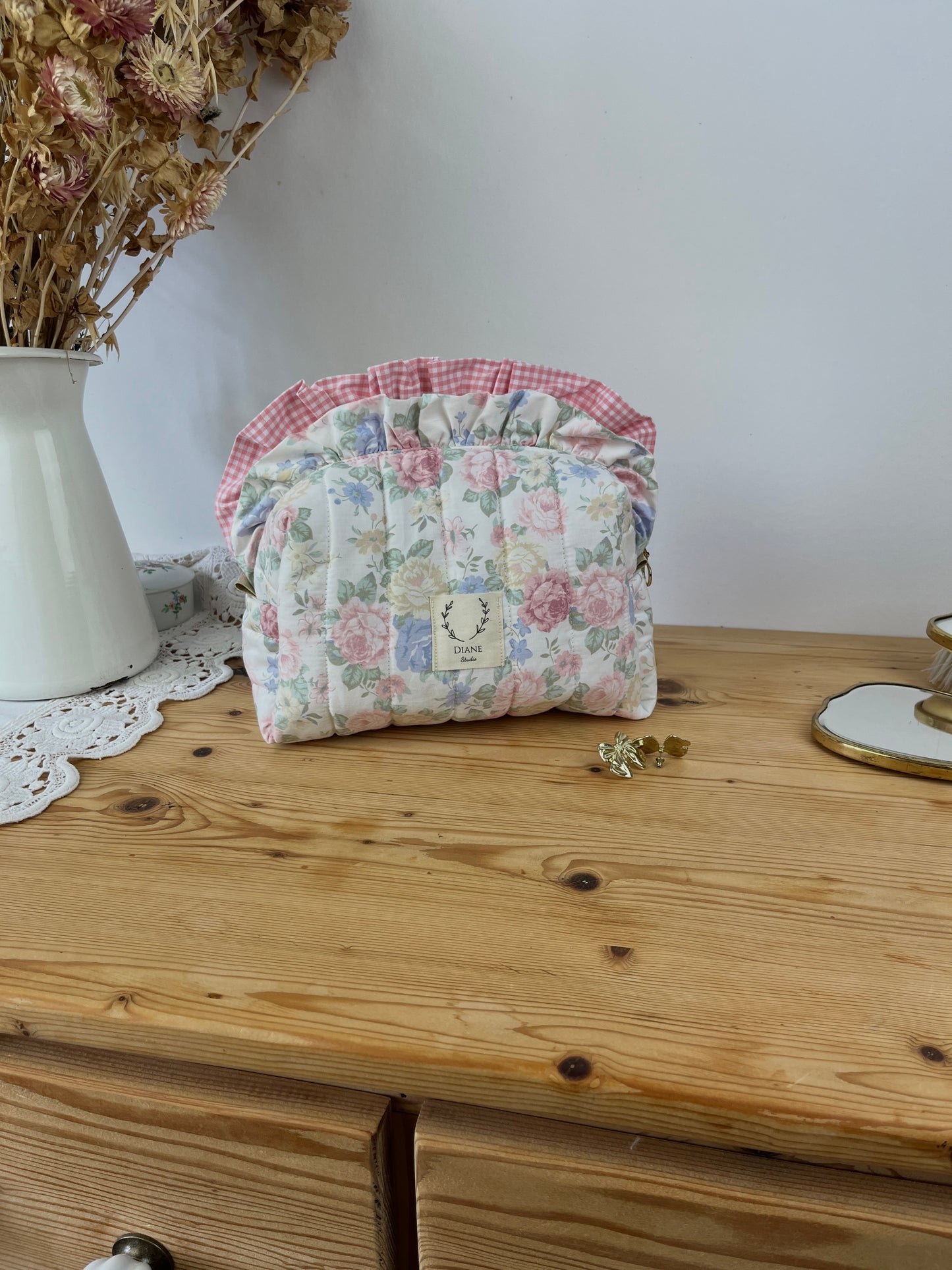 Colette double volant vichy et aude rose