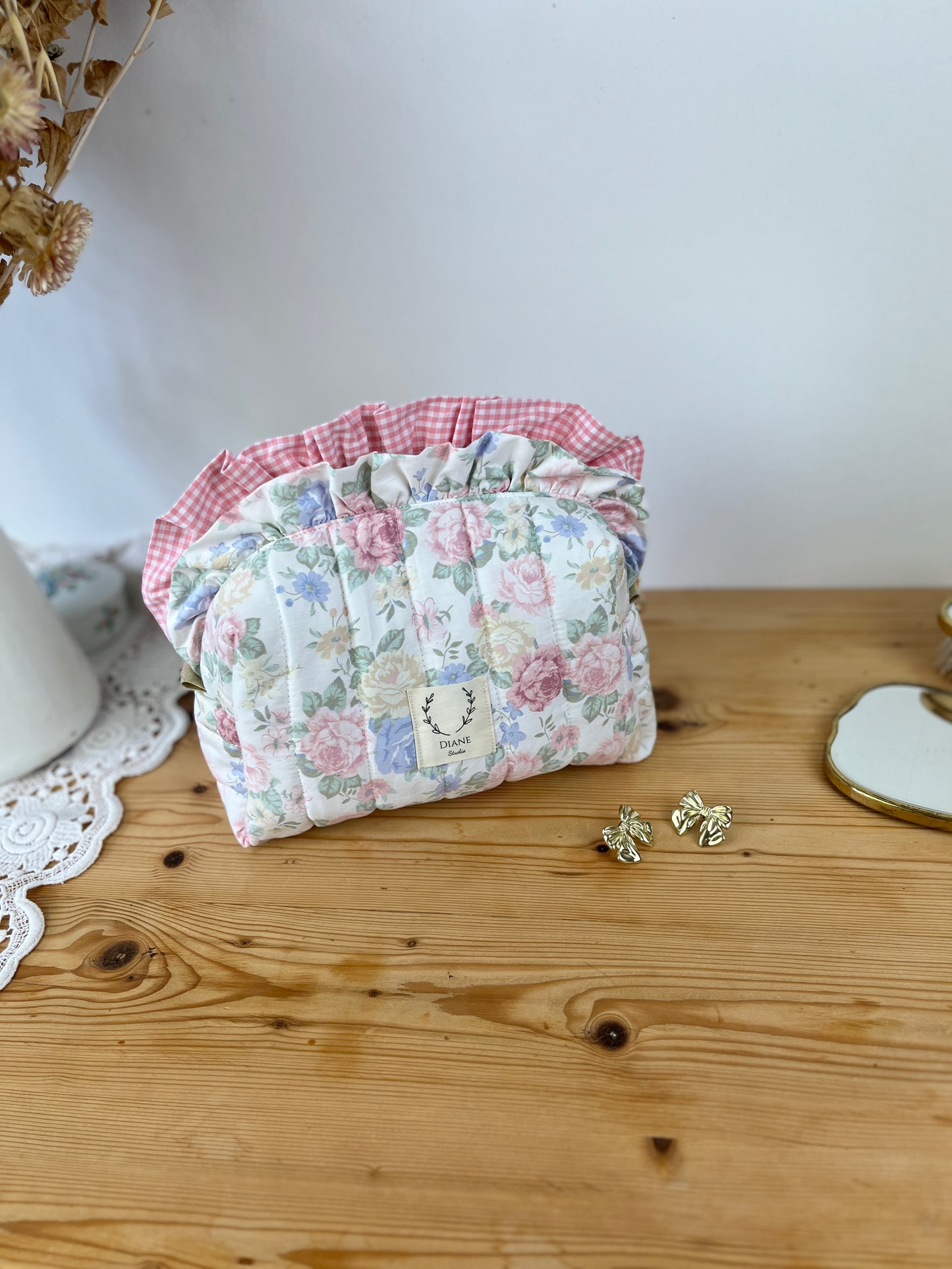 Colette double volant vichy et aude rose