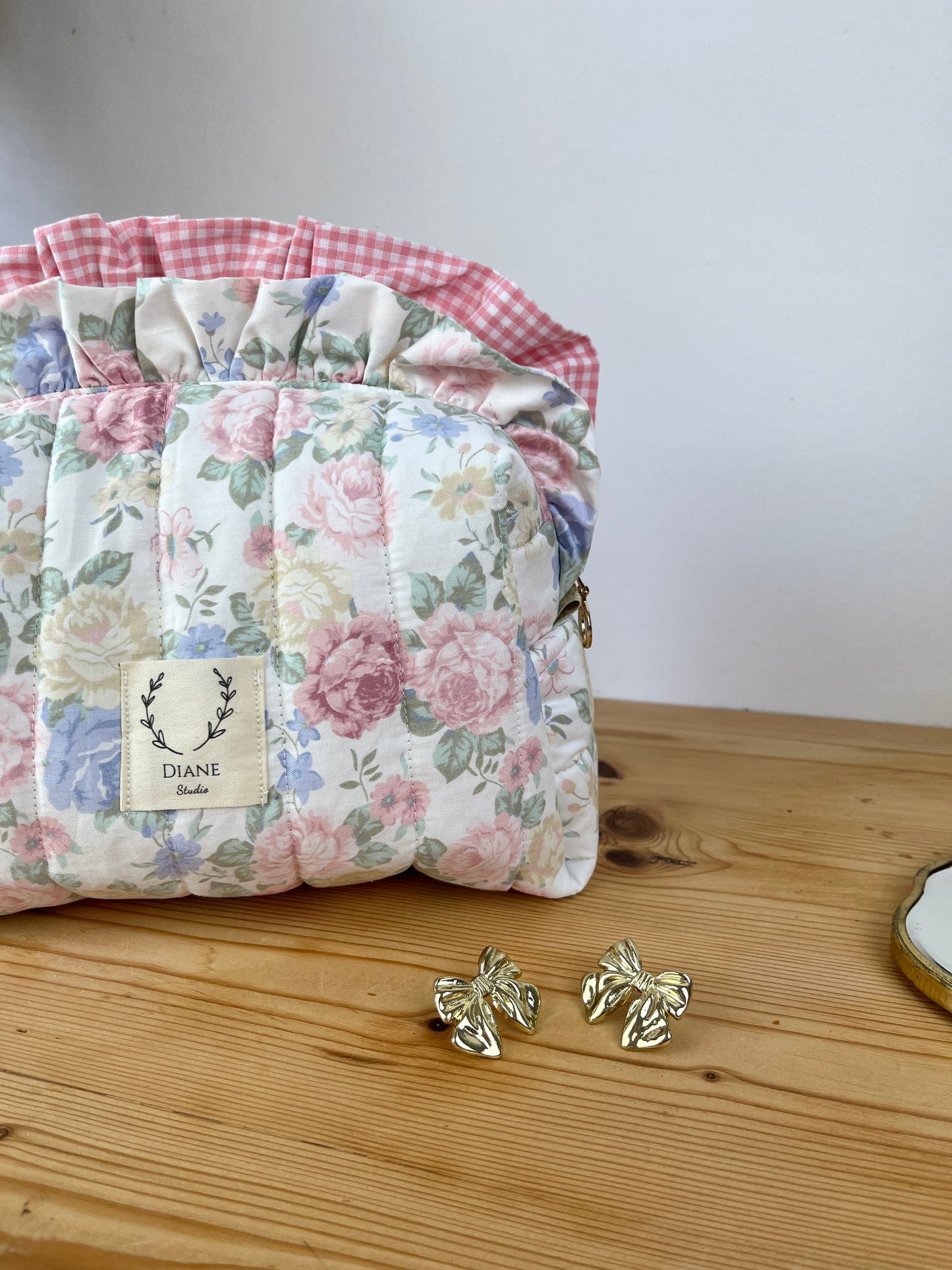 Colette double volant vichy et aude rose