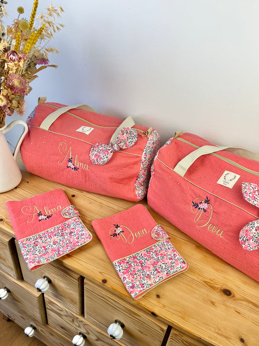 Ensemble : sac polochon et protège carnet 100 % personnalisable