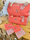 Ensemble : sac polochon et protège carnet Liberty senteur et gaze Corail initiale florale