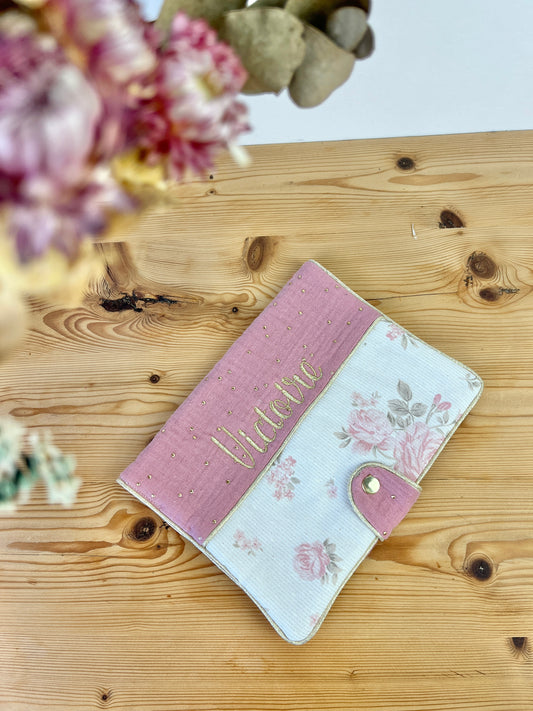 Chloé le protège carnet jacquard et double gaze rose