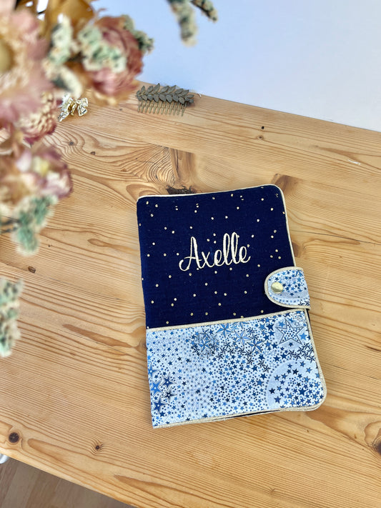 Mahé le protège carnet gaze marine dorée et Liberty Adelajda