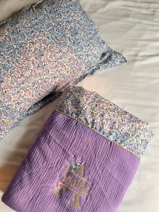 Ensemble sieste : couverture taille enfant et taie d'oreiller 100% personnalisable