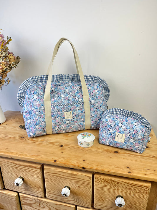 Ruffled bag and pouch set - made to order