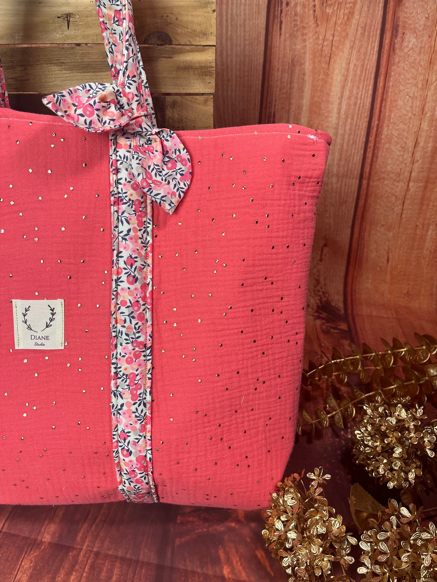 Le grand cabas Adélaïde corail et anses Liberty Senteur