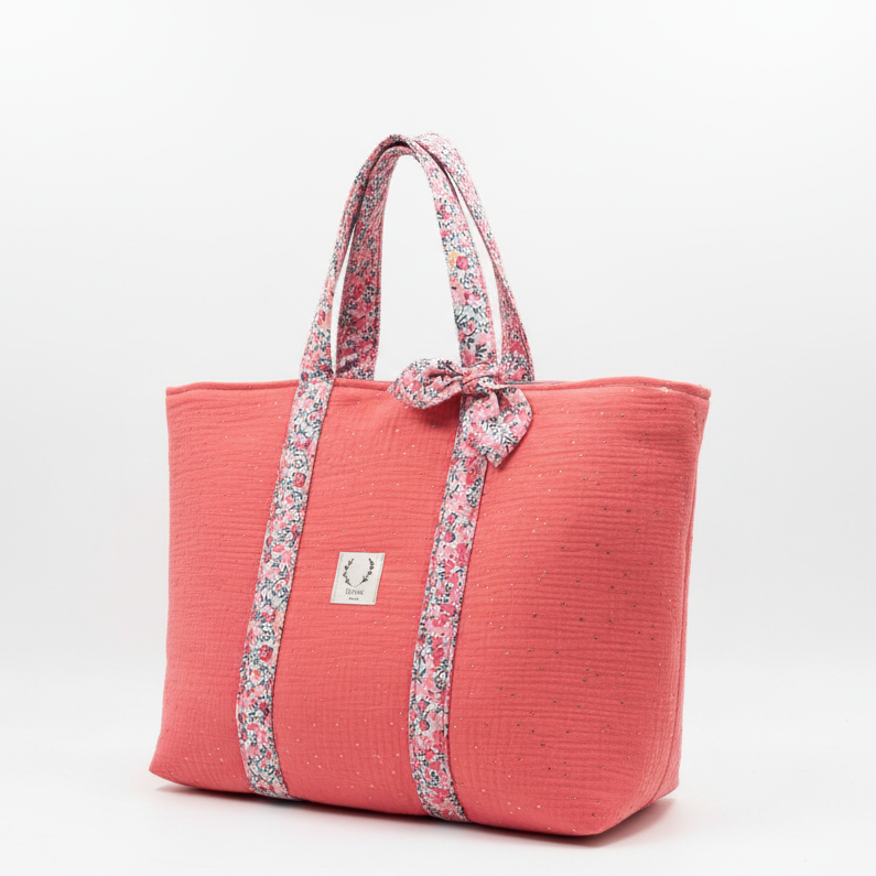 Le grand cabas Adélaïde corail et anses Liberty Senteur