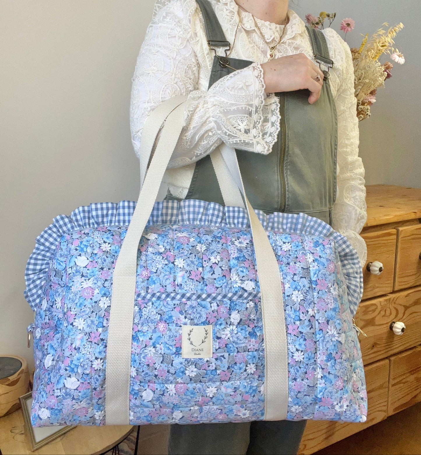 Ensemble sac et trousse de beauté volant matelassé