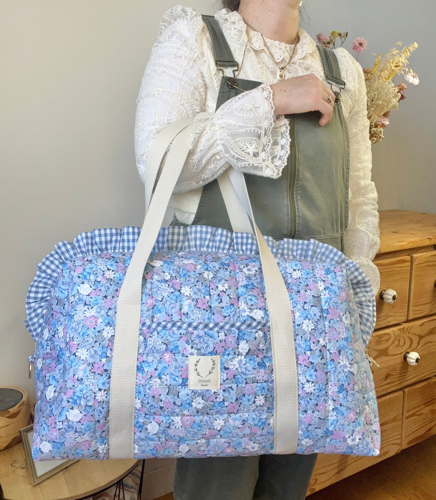 Ensemble sac et trousse de beauté volant matelassé