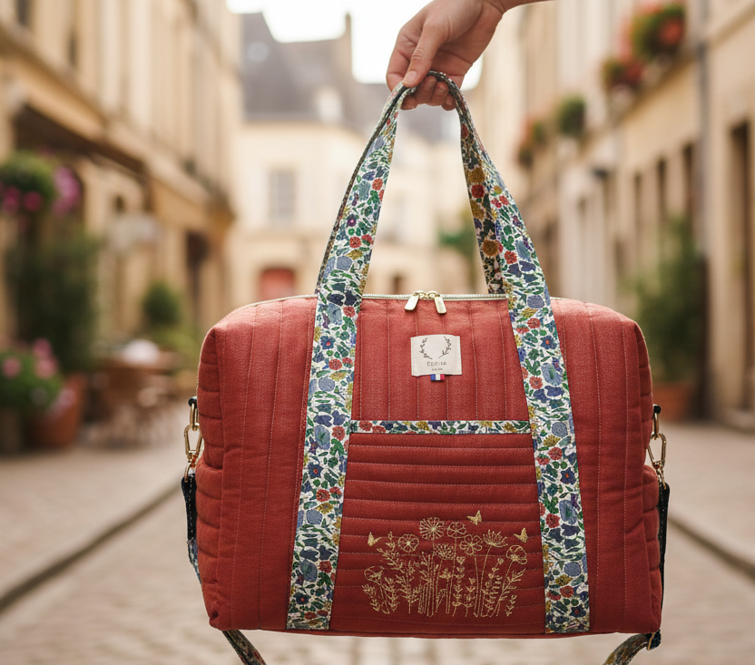 Le sac tomette brodé et liberty of London