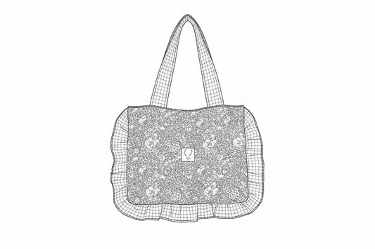 The small ruffled tote bag is 100% customizable.