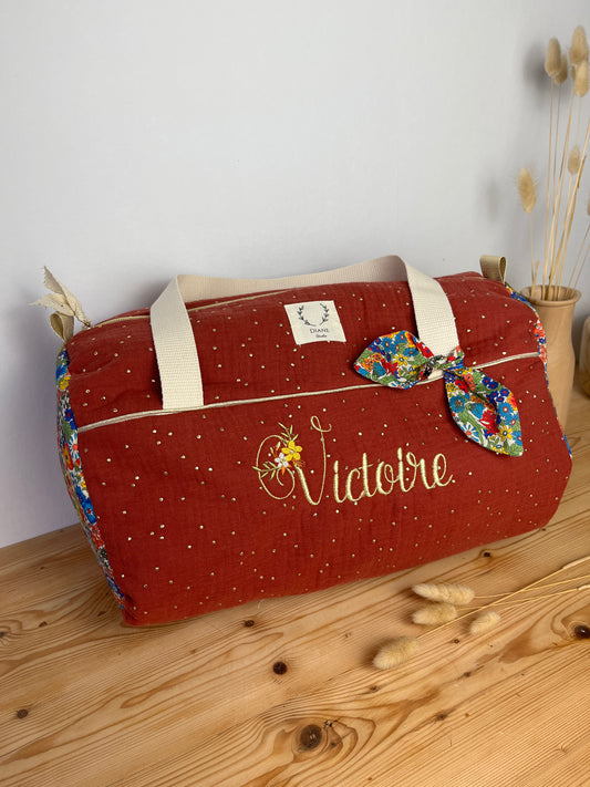 Louison le sac polochon enfant Initiale fleurs Florence