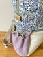 Le sac à dos enfant Ombeline poche double gaze crème et liberty wiltshire lilas