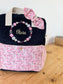 Le sac à dos enfant Ombeline personnalisé  mitsi rose et velours bleu marine