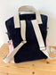 Le sac à dos enfant Ombeline personnalisé  mitsi rose et velours bleu marine